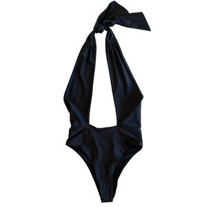Black Plunge One Piece Swimsuit